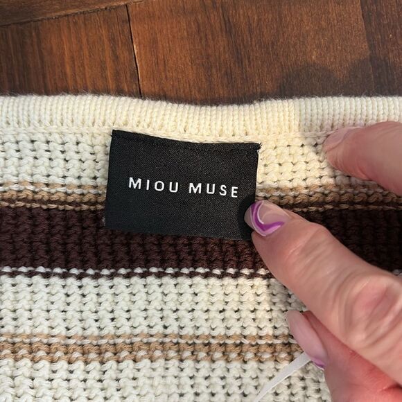 Miou Muse The Goldie Stripped Halter Dress Size L - Picture 7 of 10